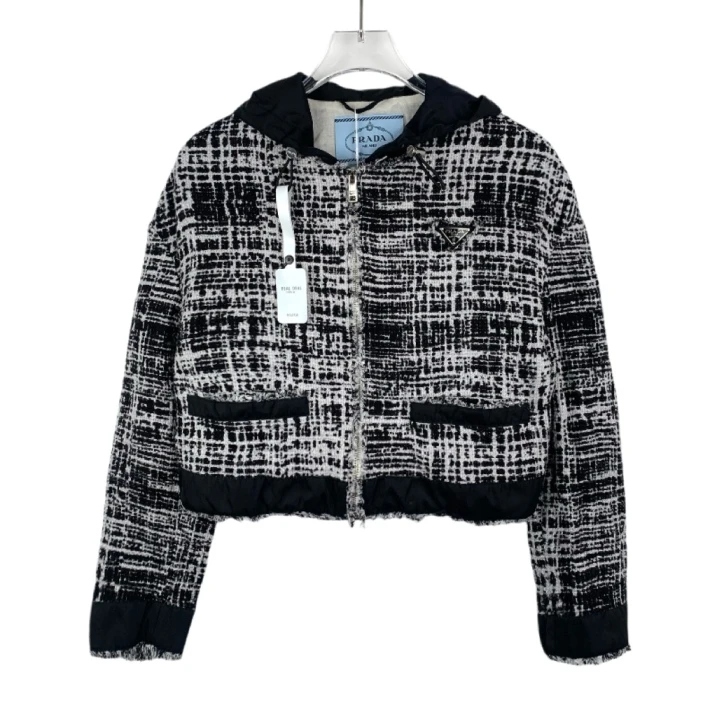 99新 Prada/普拉达 亚麻混棉小外套 亲肤有质感  H0685 36XS码 CS