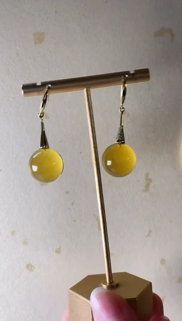 【闪购商品】琥珀颈饰银S925镶嵌耳环16+00000