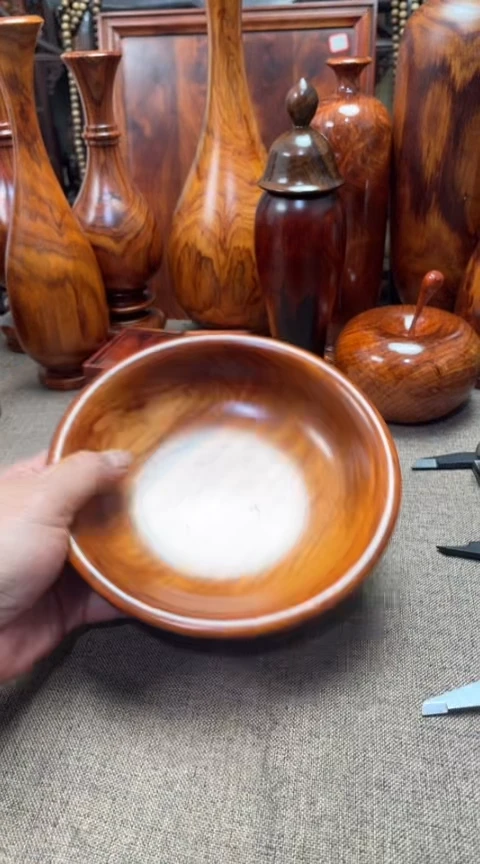 【闪购商品】大果紫檀（缅甸花梨）木艺缅花木碗