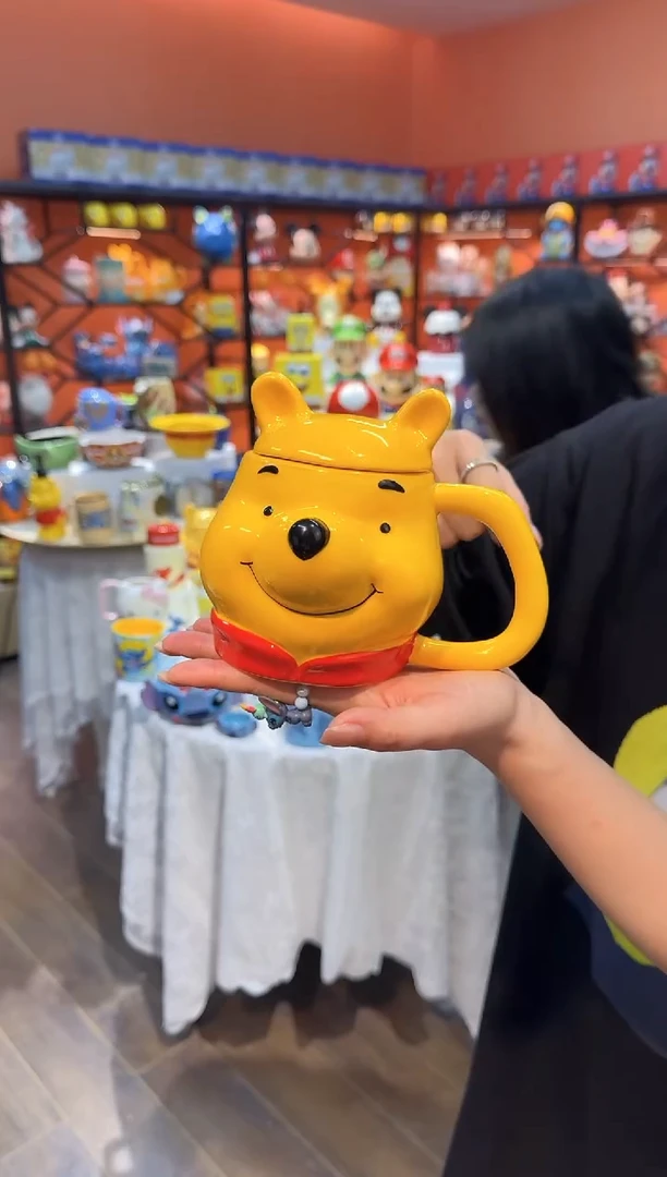 瓷片@@陶瓷杯维尼熊盖杯