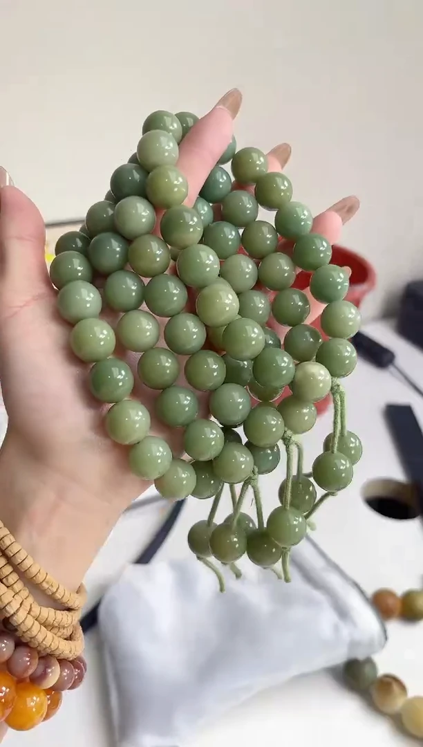 手串菩提根/象牙果阳光玫瑰玉化圆珠14.5mm手持随机