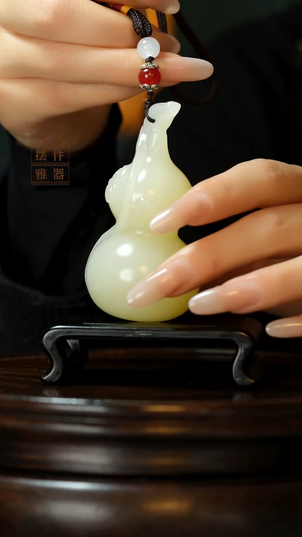 玉《大叶福禄》手把件摆件