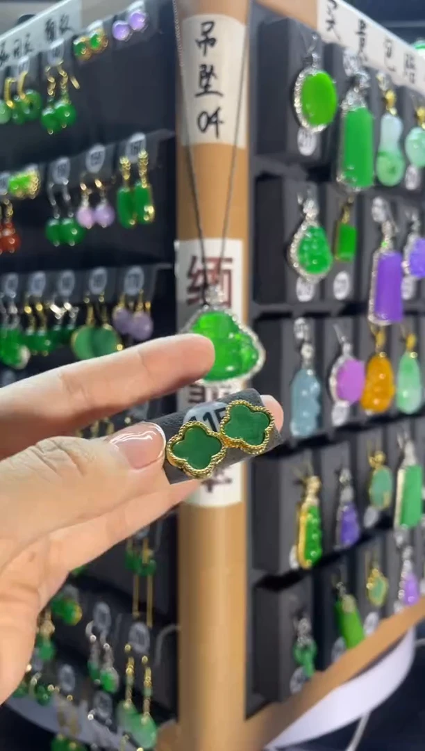 翡翠银S925镶嵌耳饰115