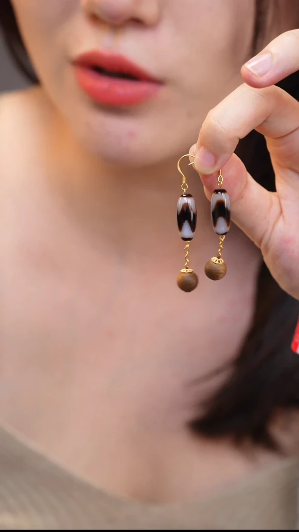 【闪购商品】沉香吊坠沉香耳钩DIY玛瑙耳钩吊坠