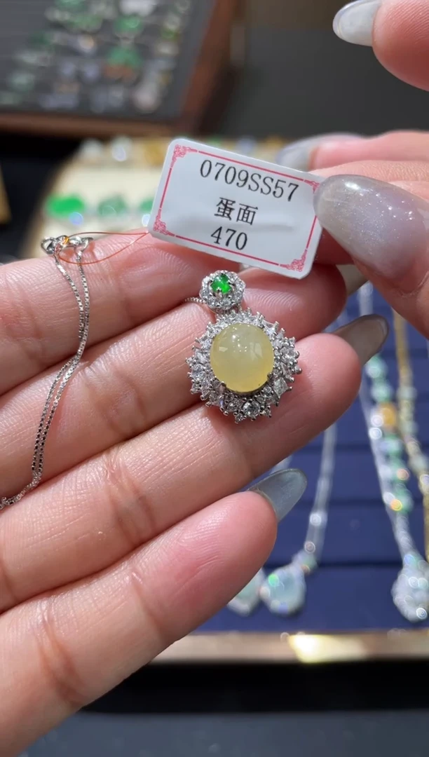 翡翠银S925镶嵌项链0709SS57