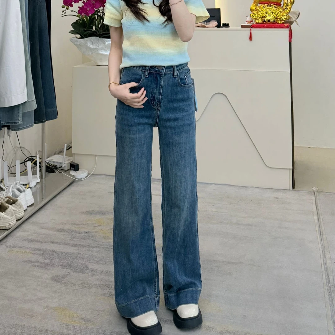 【宽松慵懒】直筒微喇裤女小个子牛仔高腰显高显瘦宽松喇叭裤8013