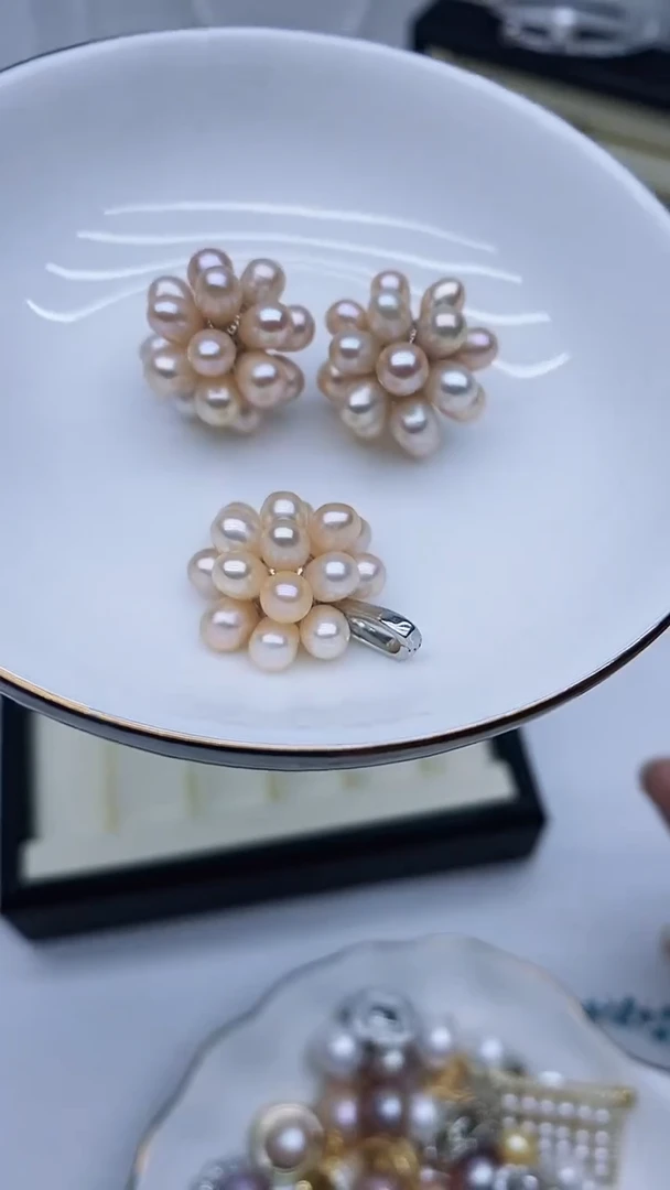 吊坠(不含链)未镶嵌淡水珍珠冰*爆米花吊坠+耳钉多样性发其一