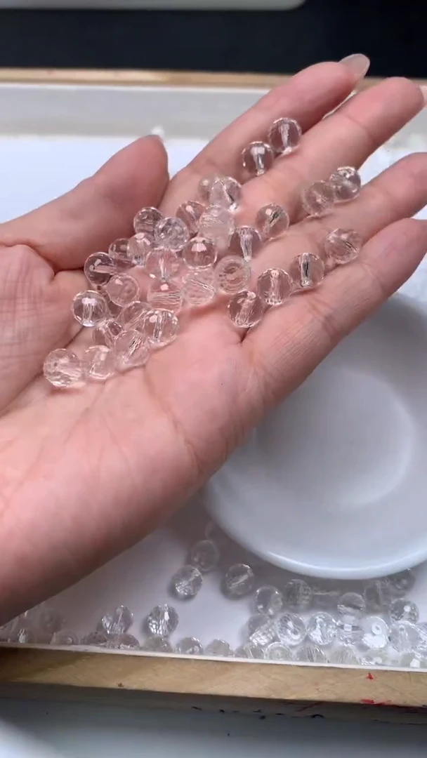 未镶嵌珠宝半成品水晶D73 白水晶切面8mm10个6.8元