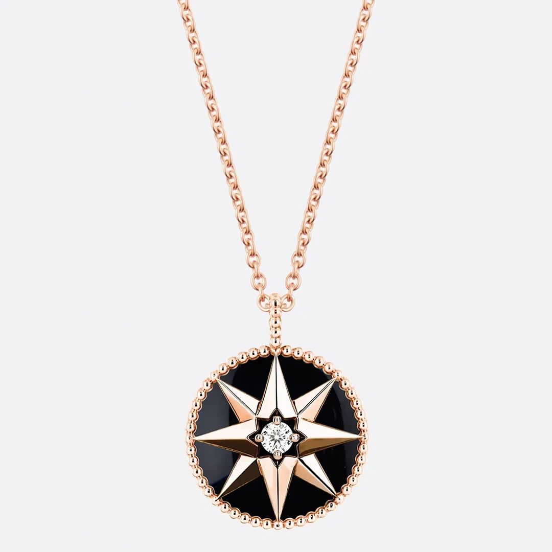 99新 DIOR/迪奥 ROSE DES VENTS系列 迪奥中号八芒星黑项链