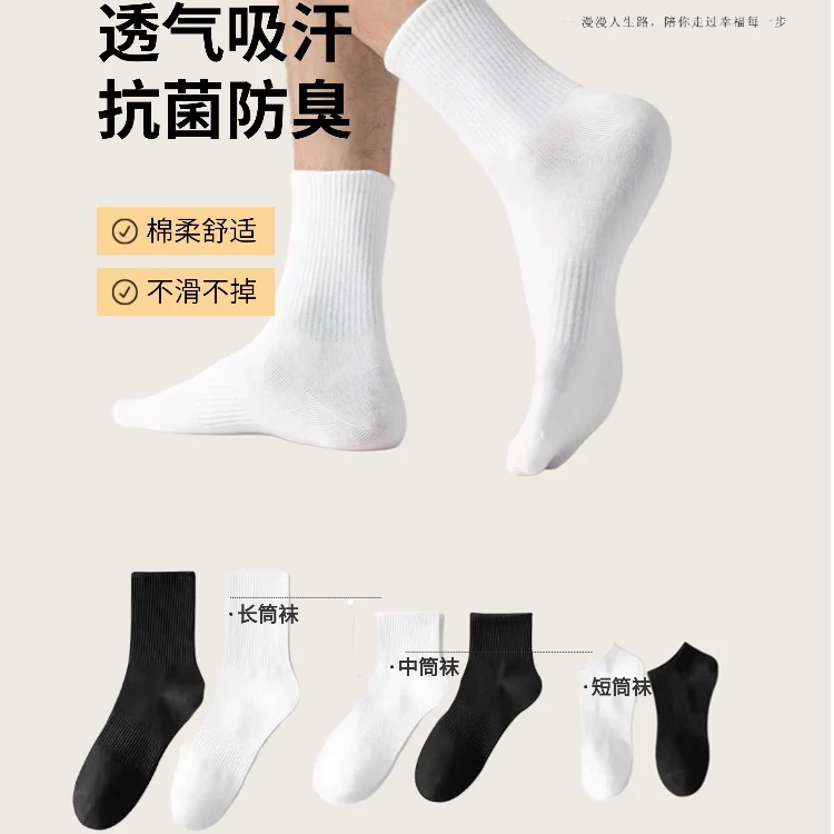 鲨鱼日记【7A抗菌消臭袜】短筒中筒袜男女同款35-45码可穿棉袜子