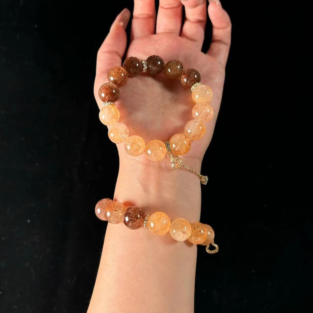财财&滋养 黑金超+黄胶花13mm+女士招财转运水晶女款