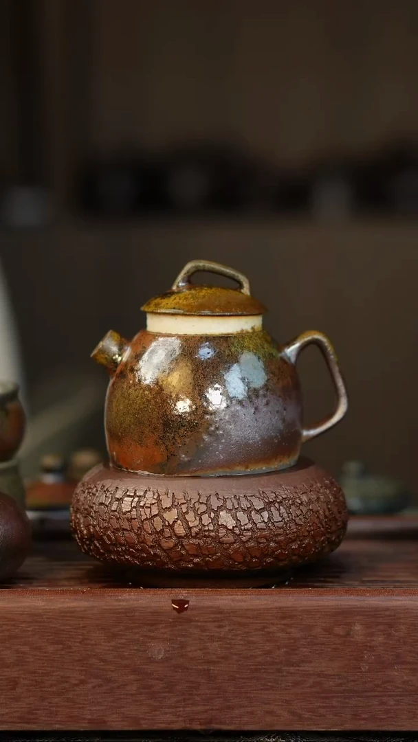 茶壶紫砂爱*谁柴烧紫砂天青巨轮