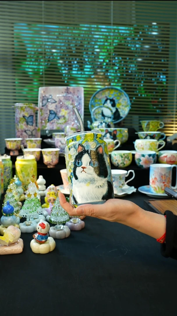 杯手绘心瓷陶瓷浮力