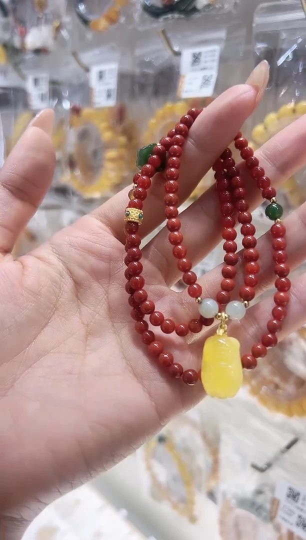 银S925镀金镶嵌手链南红玛瑙@@