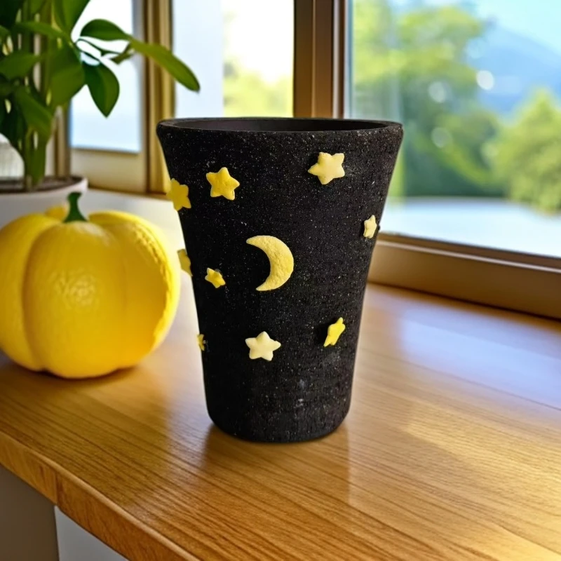 创意手工DIY星空陶土花盆素烧胚透气适合盆栽