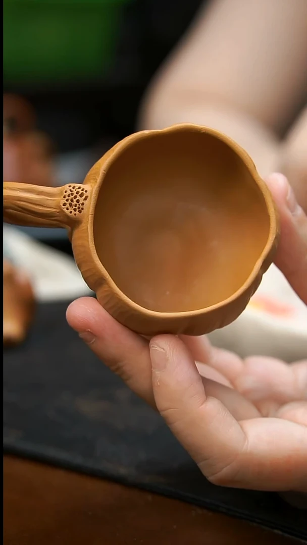 茶壶紫砂段泥南瓜手把杯40CC