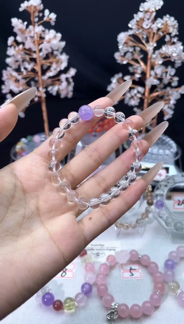 未镶嵌手链水晶S15双A白水晶（紫水）