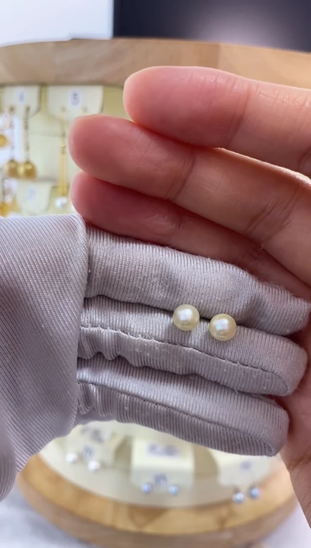 银S925镶嵌耳饰海水珍珠5.5-6mm