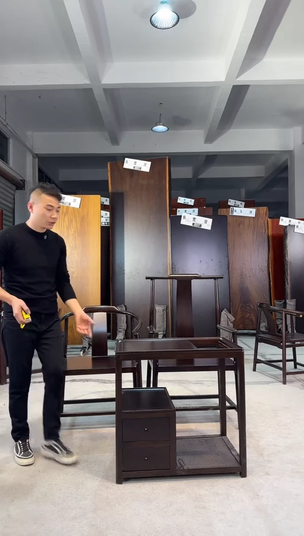木（非红木类）惠****司刚果黑檀 新款休闲主椅1 休闲圈椅6 茶水柜1