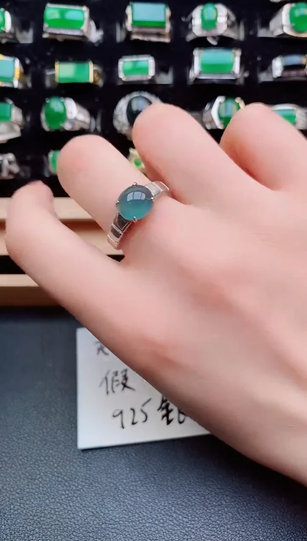 翡翠戒指银S925镶嵌1212121