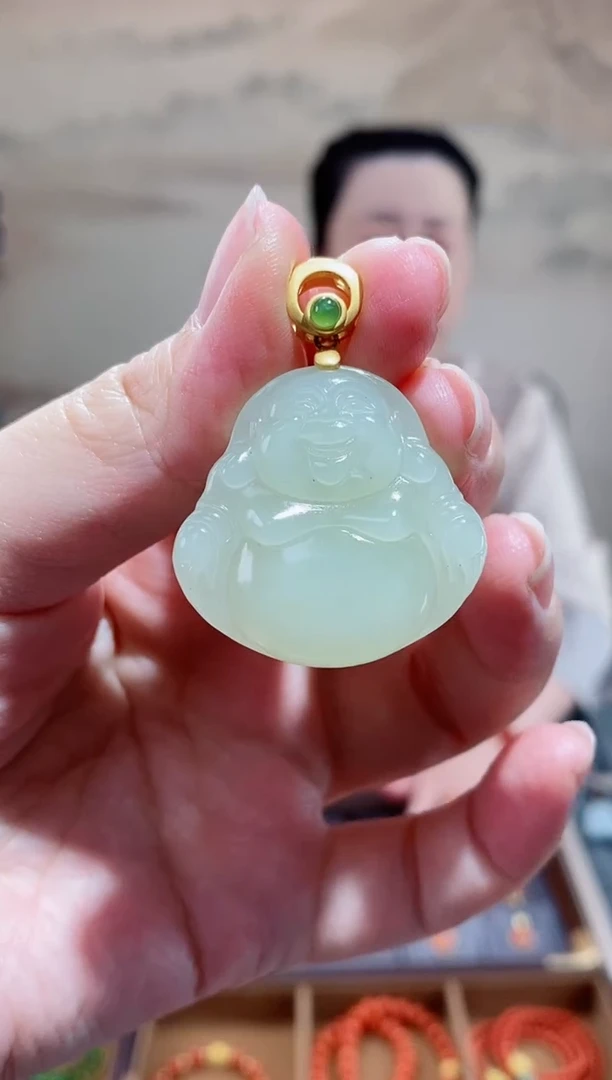 吊坠(不含链)银S925镶嵌和田玉DZ1741