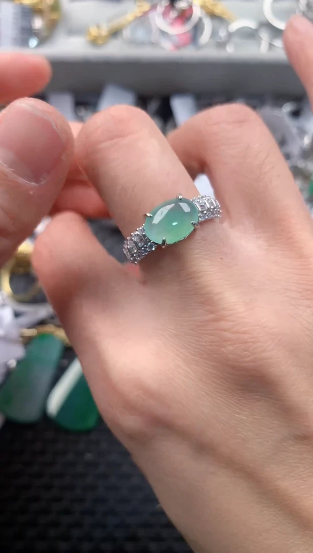 银S925镶嵌戒指翡翠111   9