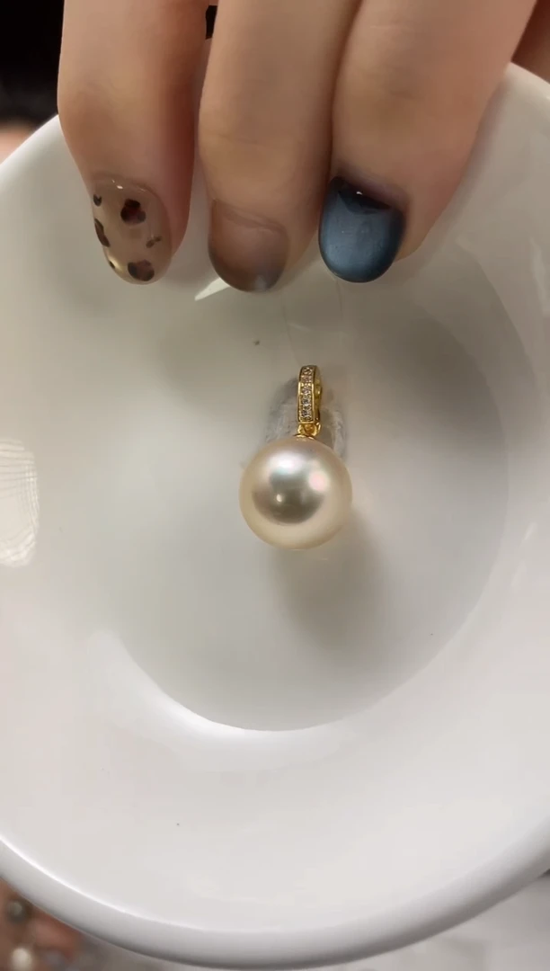 吊坠(不含链)银S925镶嵌海水珍珠13-14南洋金珍珠吊坠