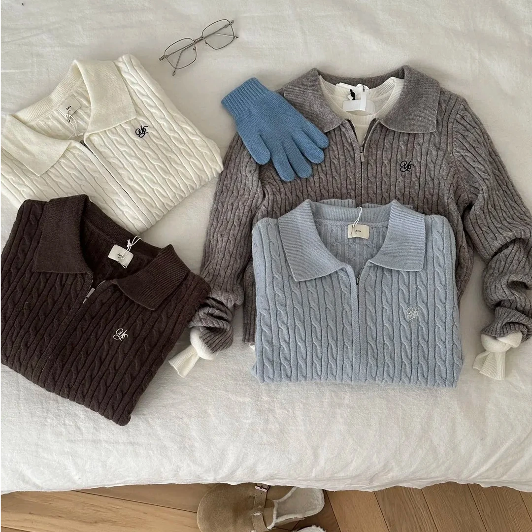 2025新款301-400毛衣长袖洋气针织百搭韩版翻春秋休闲夏季修身