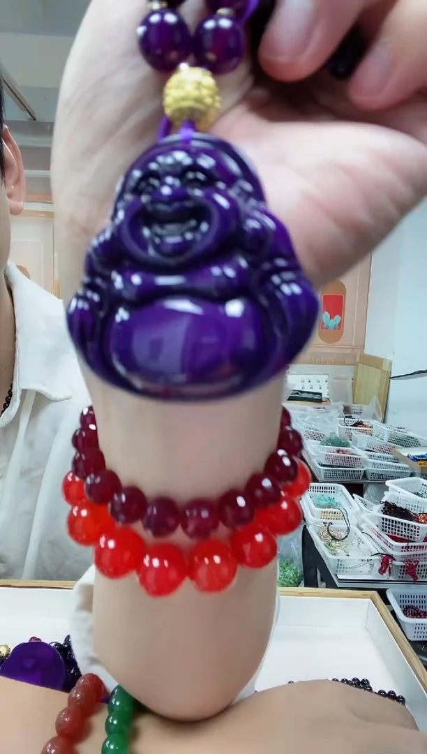 未镶嵌颈饰玛瑙/玉髓紫佛公玛瑙
