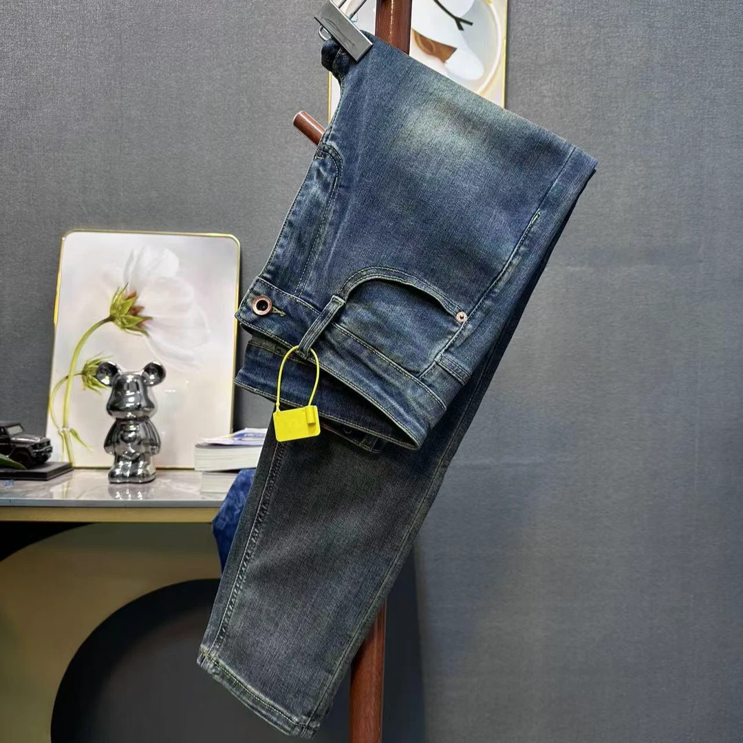 2025夏季新款牛仔裤男微锥直筒中弹力九分休闲百搭时尚长裤男装