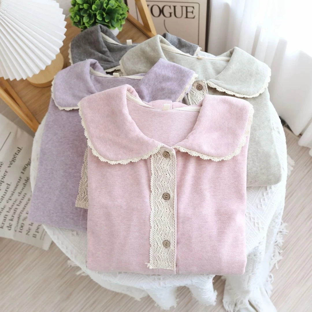 【5】透气长袖印染秋冬卡通动漫女冬季大码长款带胸垫碎花纯棉睡裙