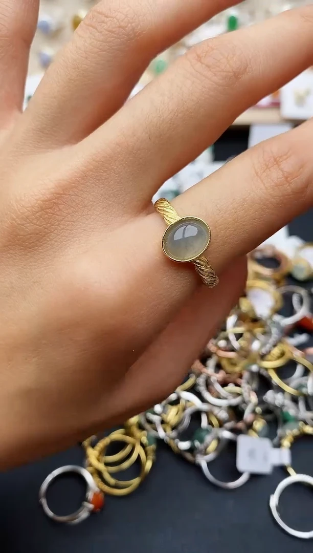 【闪购商品】翡翠戒指银S925镶嵌缅甸翡翠