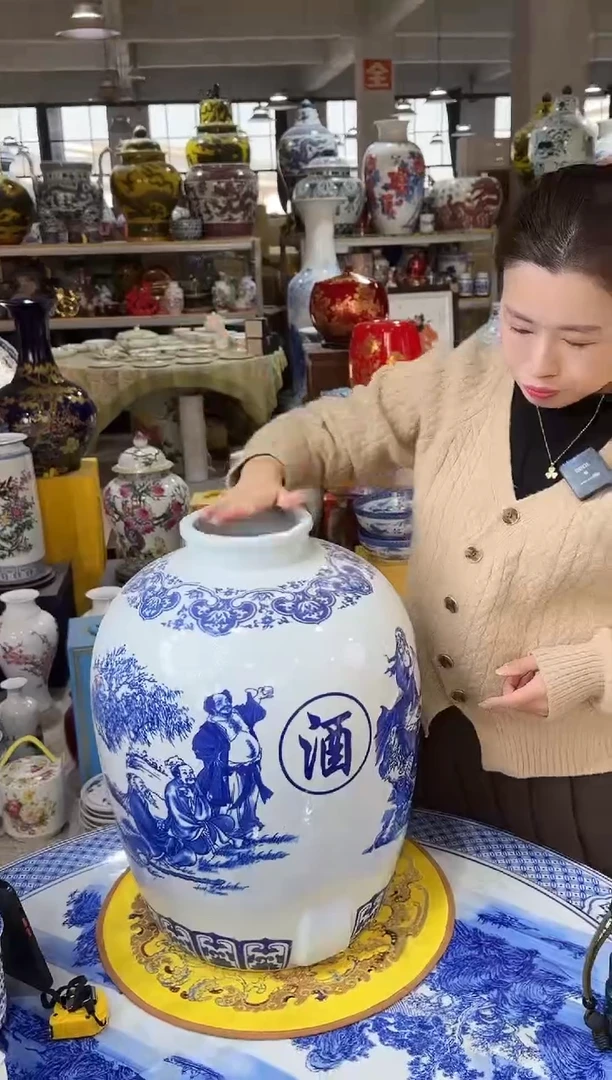 摆件50斤装陶瓷酒坛