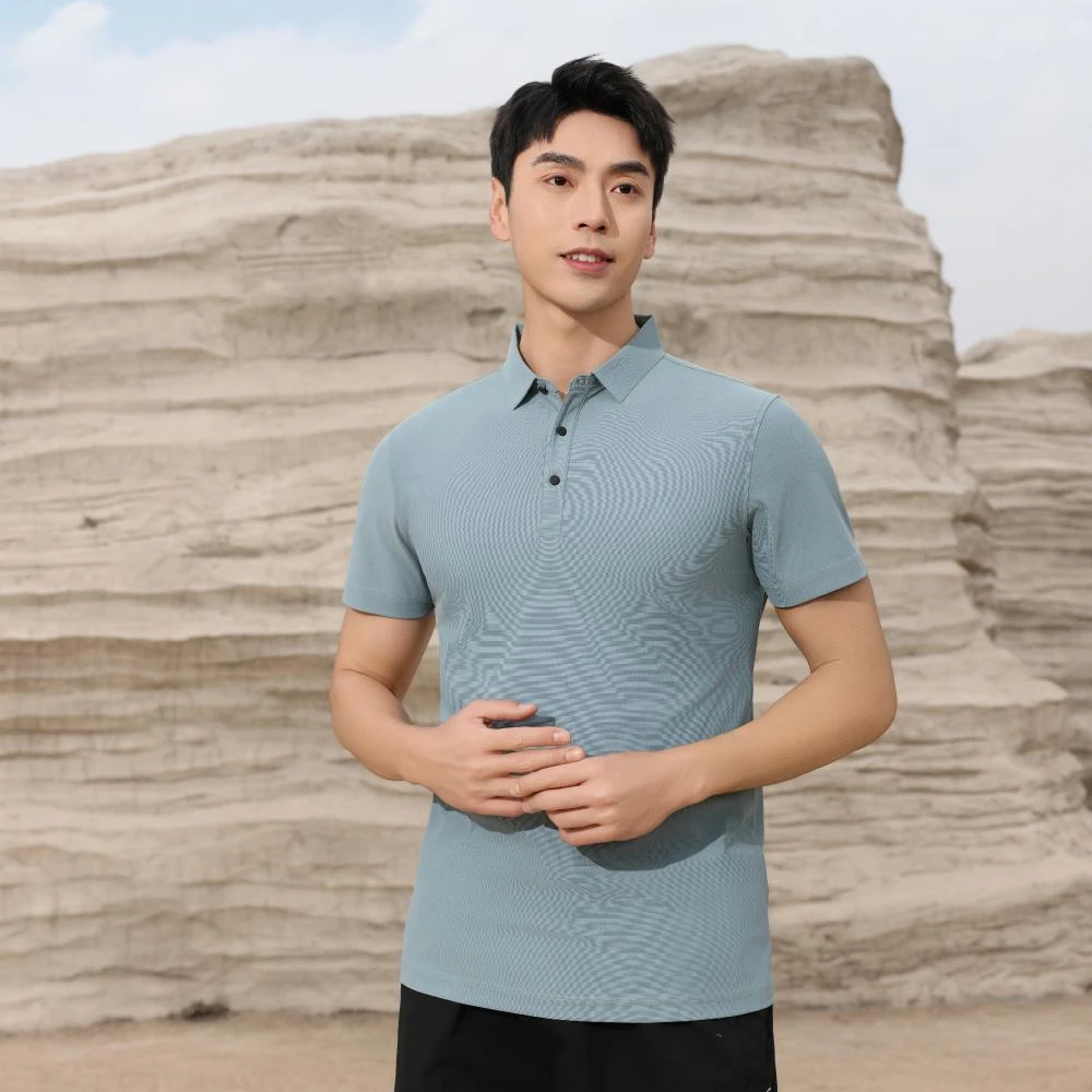 珠地全无痕抗菌修身翻领短袖POLO衫夏季半袖男士