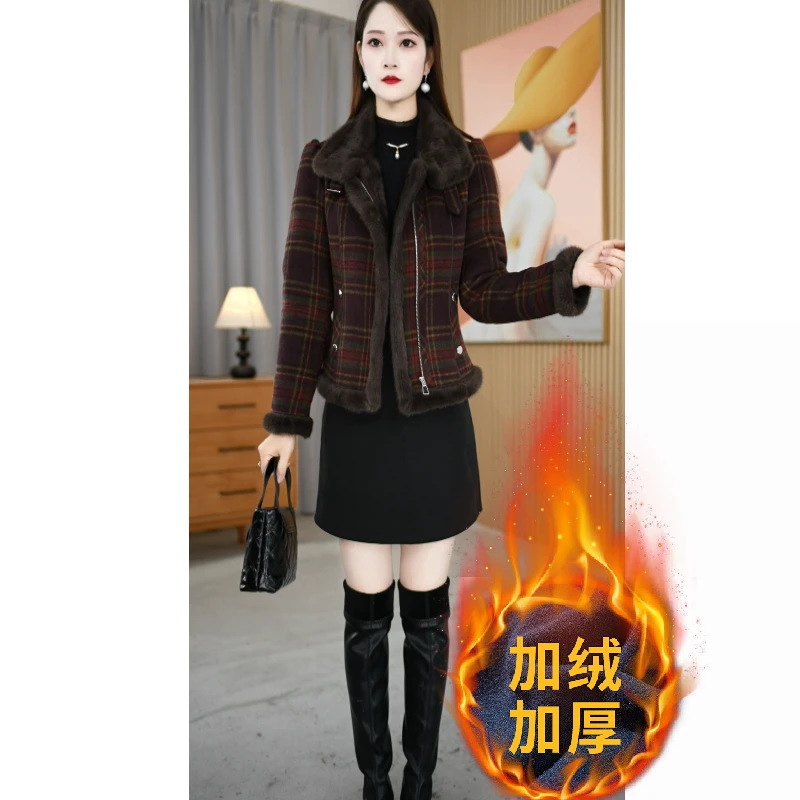 【加绒外套】2025冬季新款翻领保暖短款百搭女士外套M-4XL