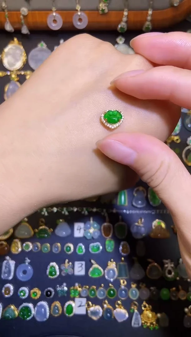 翡翠银S925镶嵌吊坠(不含链)天然A货翡翠