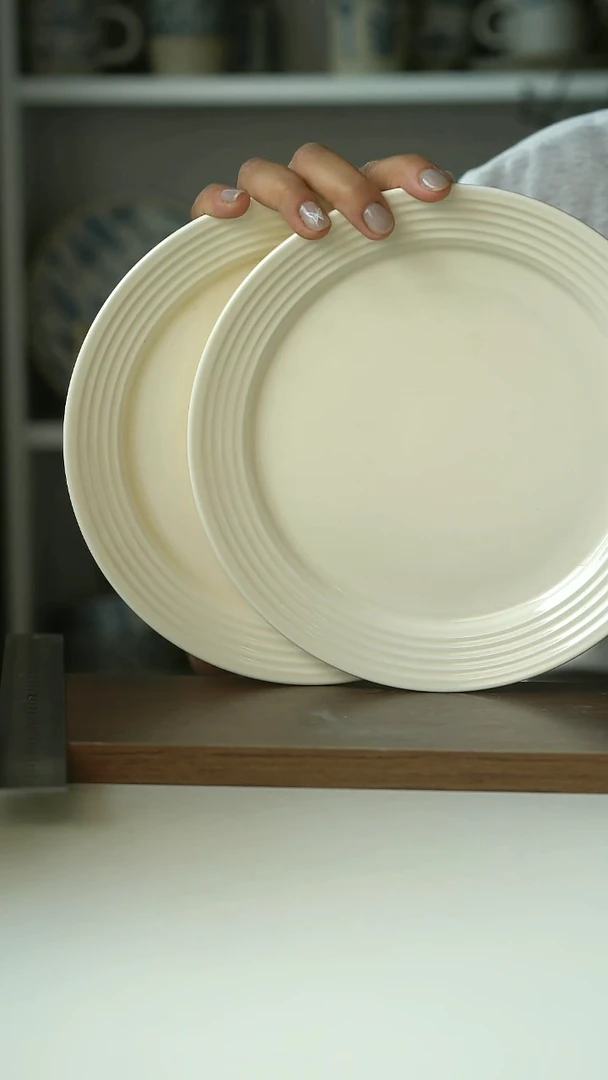 微瑕甜白釉早餐盘20cm两只装@4-2@