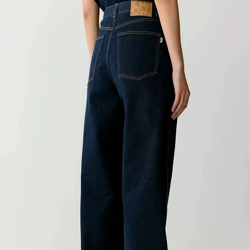 ICS11【土壤牛仔】25早春新品小禾女装斜纹棉弹微阔直筒牛仔裤高腰