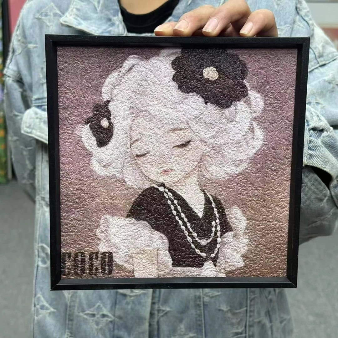 复古轻奢装饰画电视柜摆画彩绘玄关卧室挂画艺术砂岩画2020