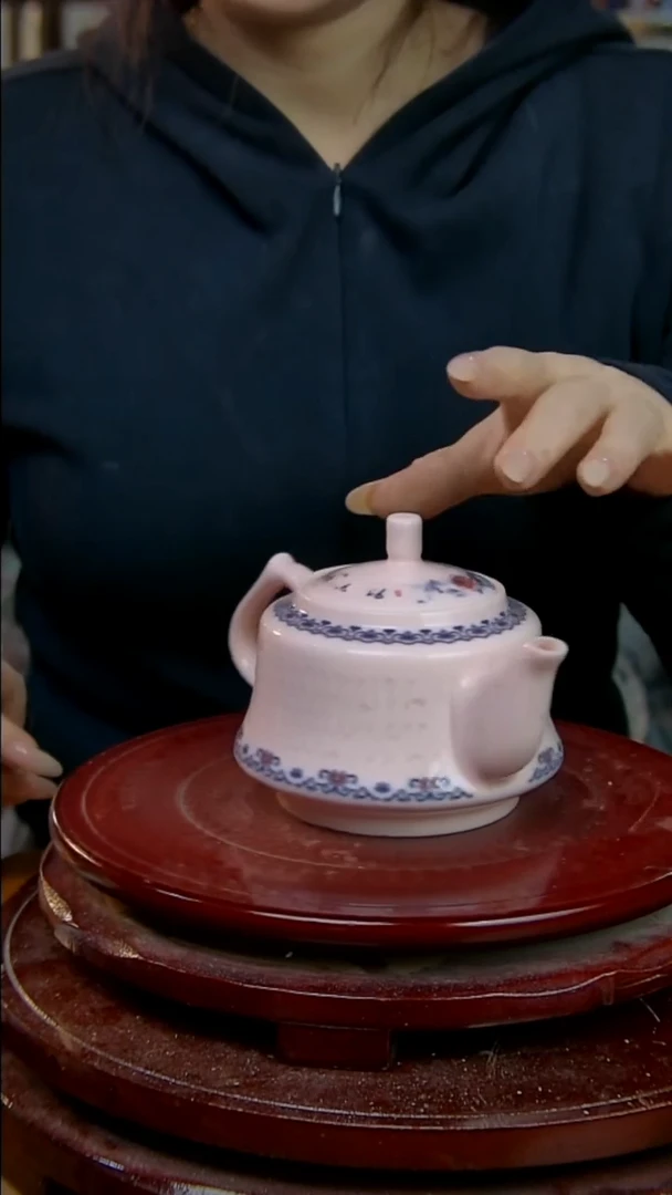 摆件陶稀土花鸟玲珑大号壶