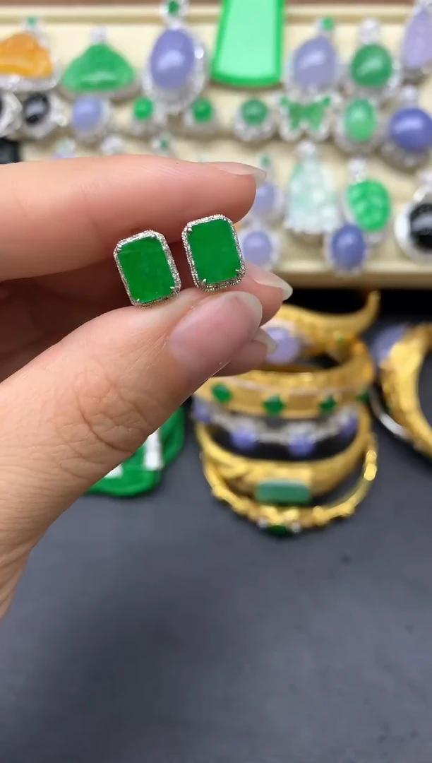 【闪购商品】翡翠耳饰18K金镶嵌278-中国好珍宝