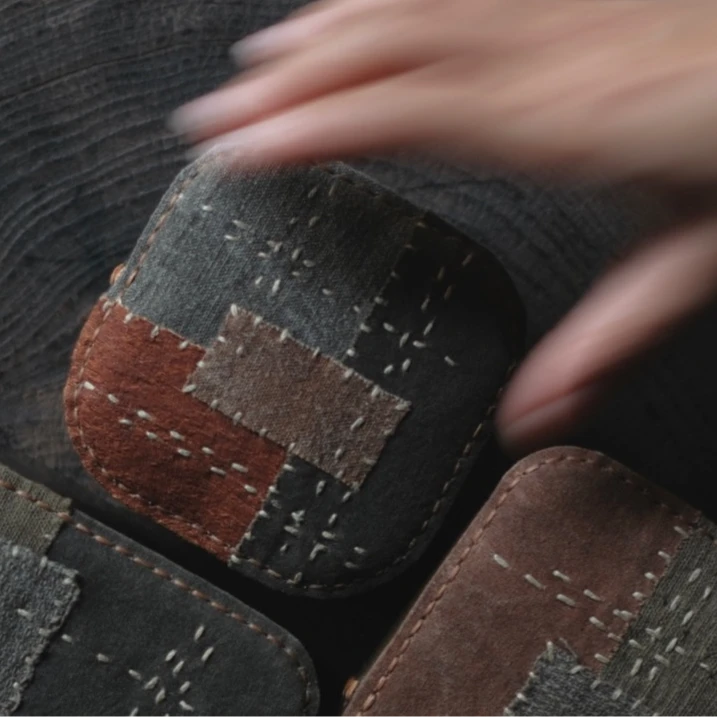 【斋居】弥云斋-柿染刺子绣小号皮盒-零配（弥云S0333）