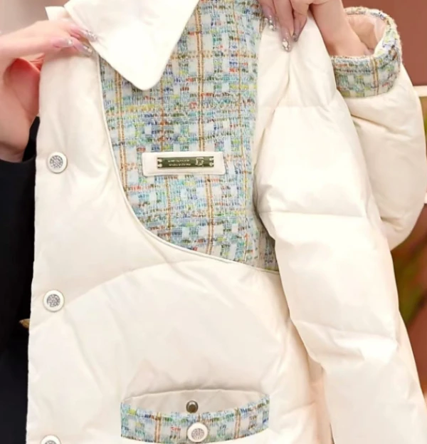 YS-2025冬季新款皮毛外套拼接羽绒服女短款加厚