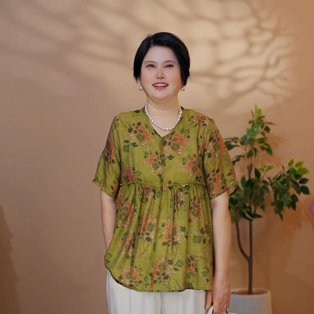 夏季新款时尚气质显瘦百搭衬衫洋气妈妈-15