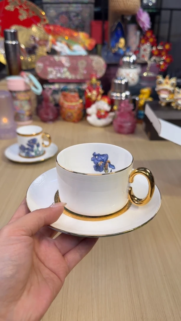 191梵高鸢尾咖啡杯碟-矮款