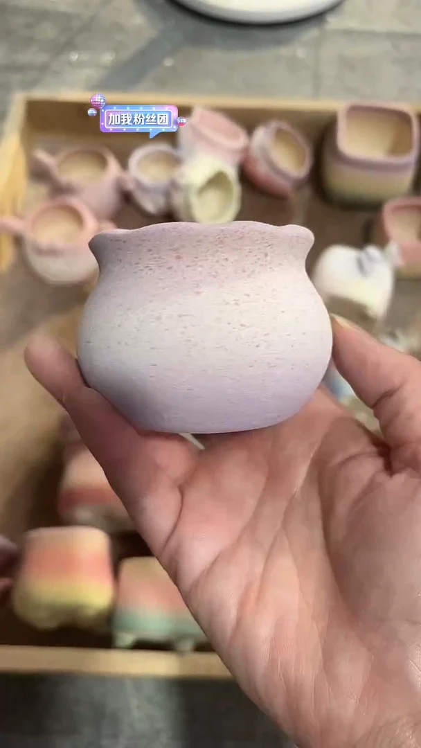 麦饭石粗陶多肉花盆口径5.5*5