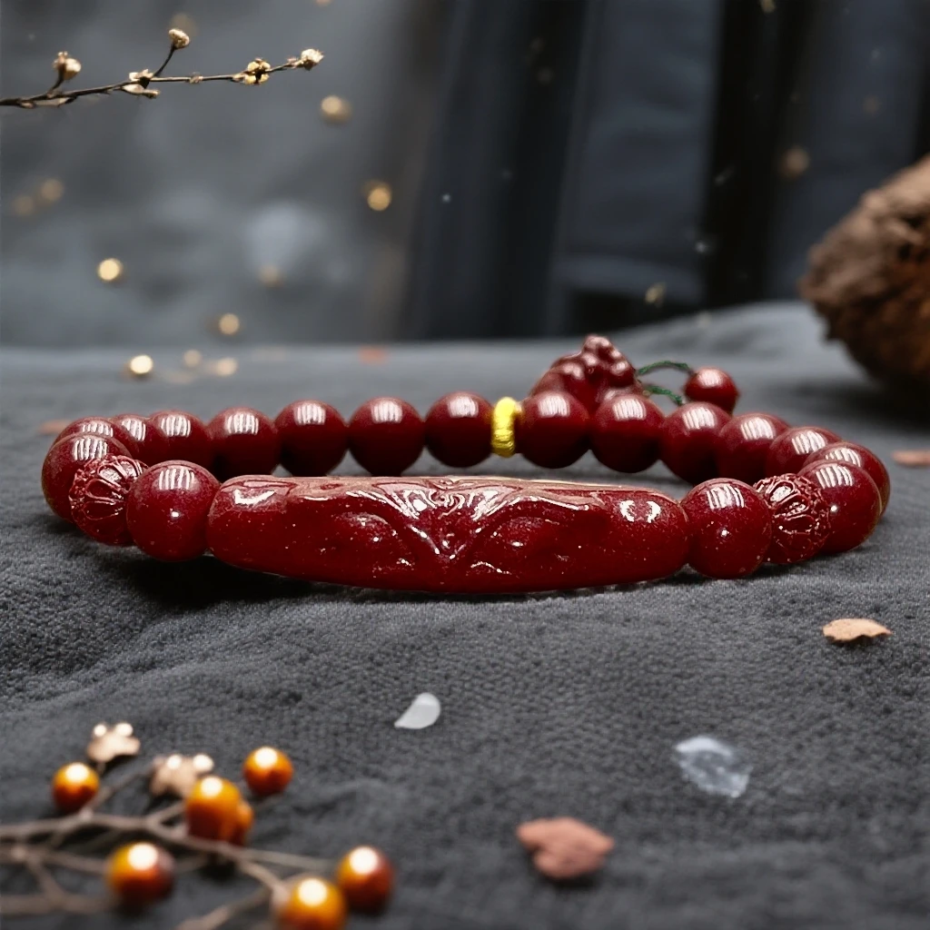 含辰砂工艺品【保真天然朱砂正品】紫金砂狐仙手链处理人际关系佳品