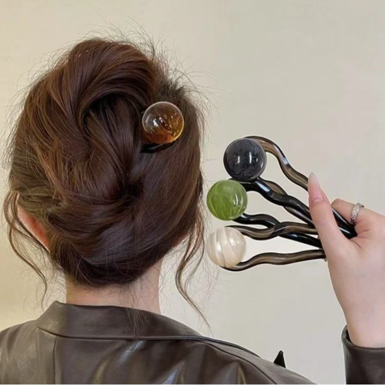 复古简约U型发簪女温柔气质丸子头盘发簪子2025新款高端发夹头饰