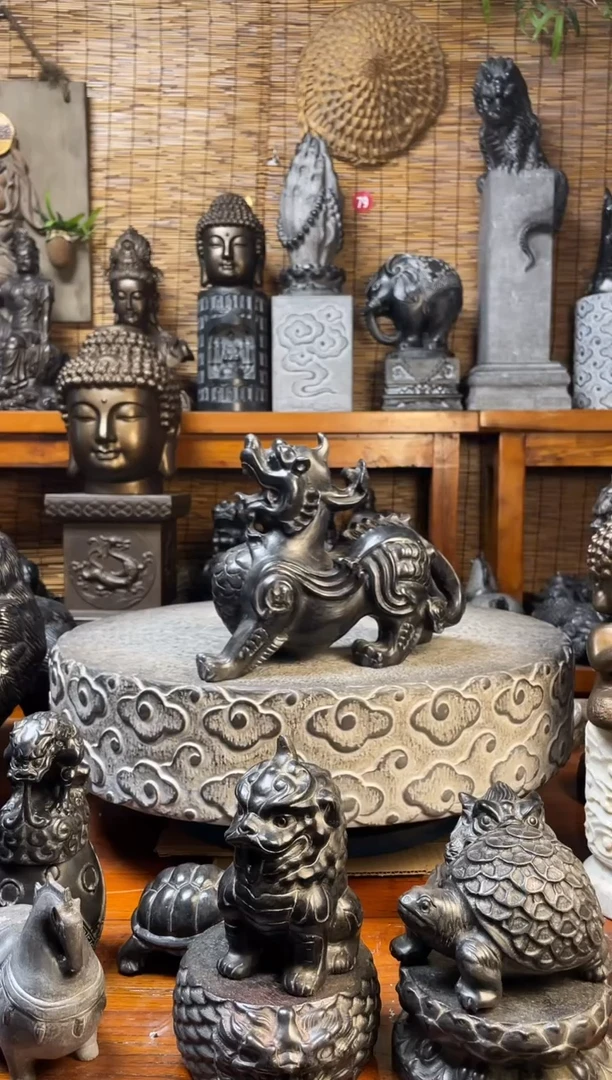 石材传*30飞天貔貅一对天然青石雕刻