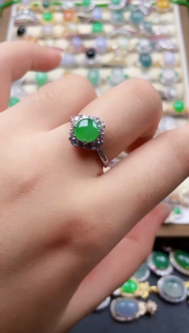 银S925镶嵌戒指翡翠170